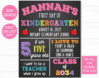 EDITABLE First Day of School Chalkboard Sign Poster - Easily Edit Name ...