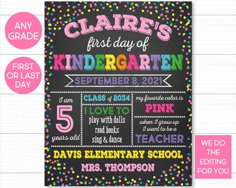 Letrero para el primer día de clases de una niña: pizarra imprimible (descarga digital)