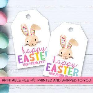 Easter Tags, Printable Easter Tags, Easter Bunny Tags, Rainbow Bunny Tags, Easter Treat Tags, Personalized Easter Tags, Easter Favor Tags