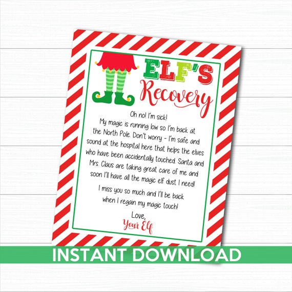 PRINTABLE Elf Recovery Letter Elf Sick Letter Elf Props Elf | Etsy