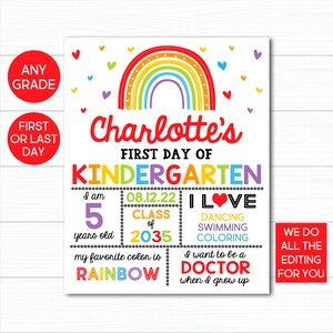 Rainbow First Day of School Sign: Printable Chalkboard (Digital Download)