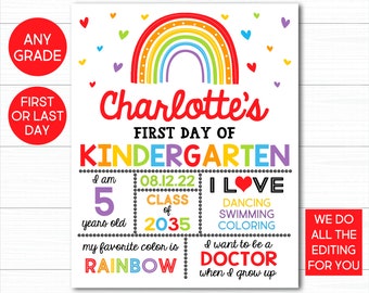 Rainbow First Day of School Sign: Printable Chalkboard (Digital Download)