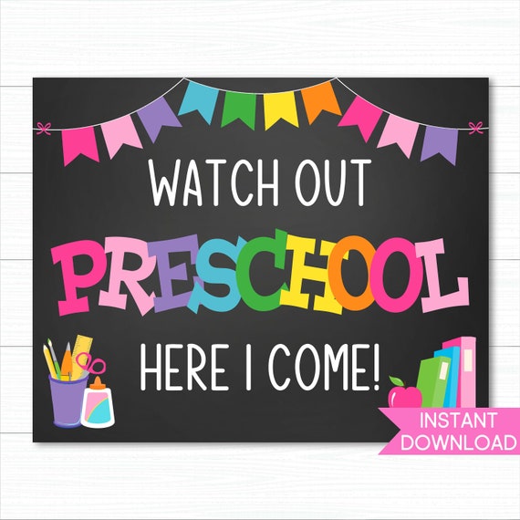 Watch Out Preschool Here I Come Sign Watch Out Pre-k First | Etsy
