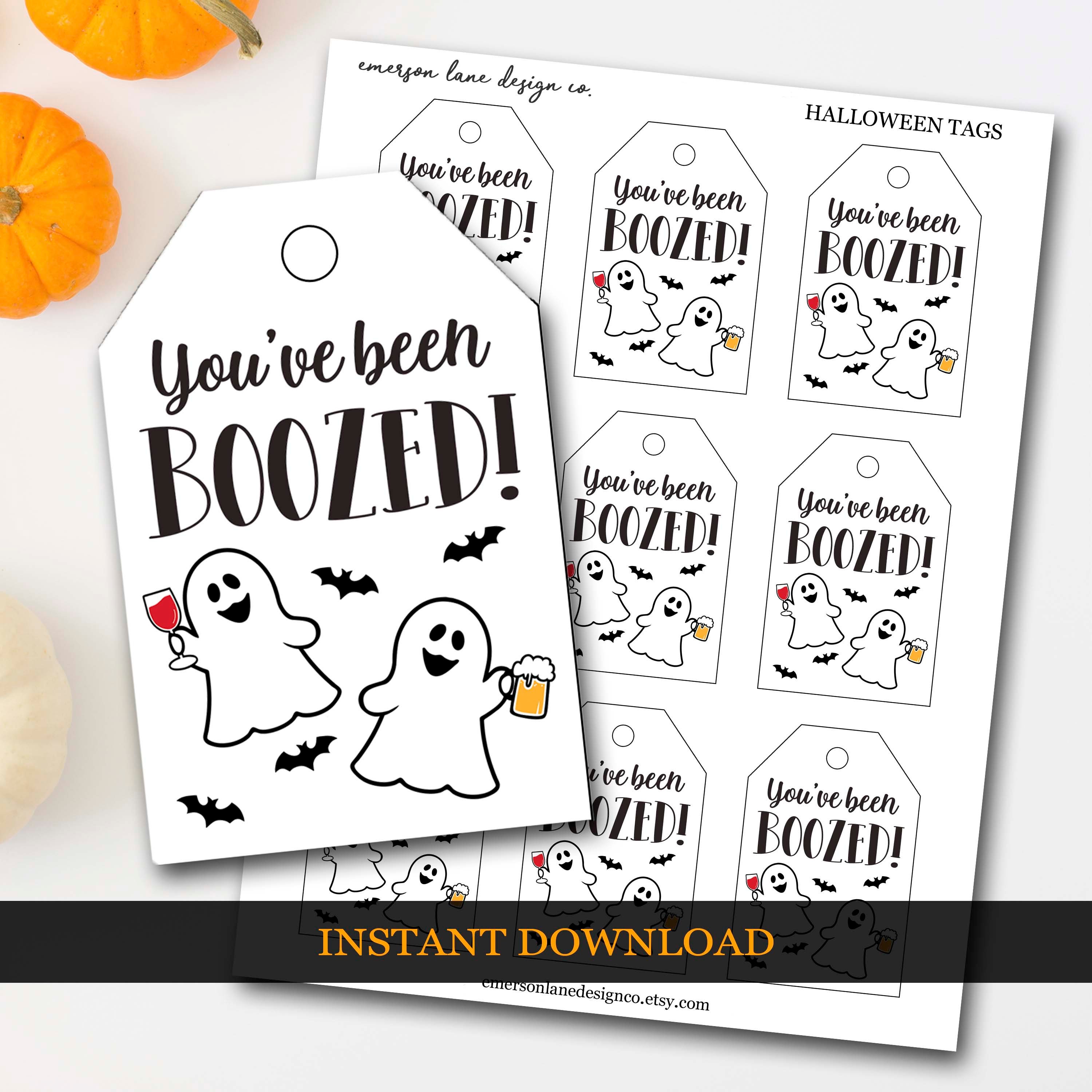 You've Been Boozed Halloween Tags, Halloween Wine Tags, Halloween…