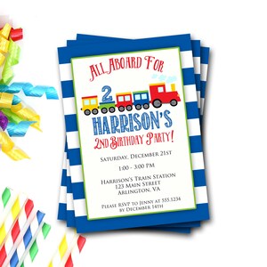 Train Birthday Invitation, Train Birthday Party, Train Invitation, Boy Birthday Invitation, Transportation Invitation, First Birthday image 1