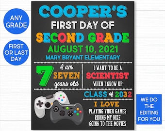 Video Game First Day of School Sign: Chalkboard Printable (Digital Download)