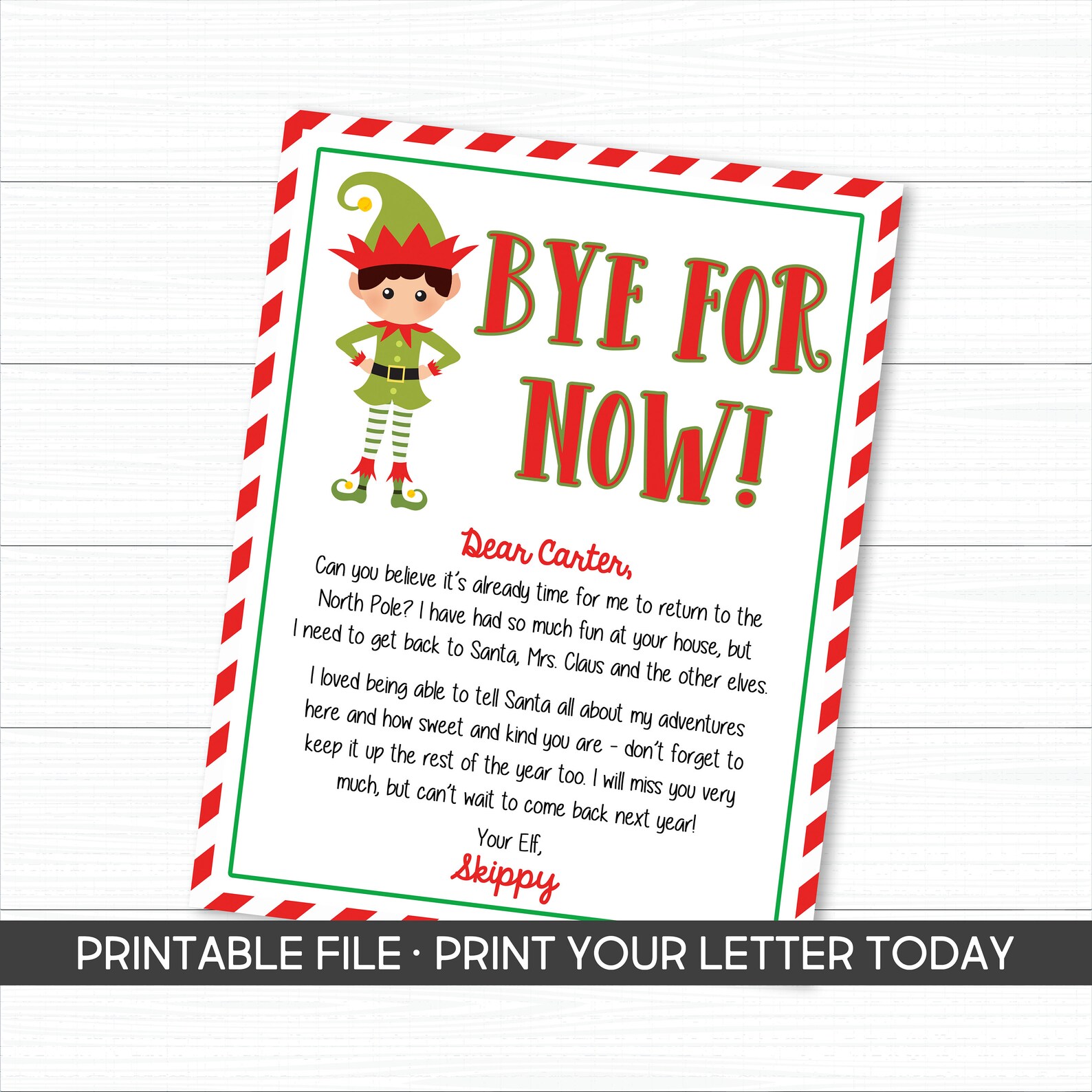 PRINTABLE Elf Goodbye Letter Personalized Elf Letters Elf Etsy