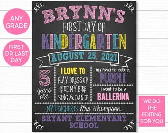 First Day Of School Sign, Chalkboard Style, Printable (Digital Download)
