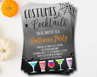 Costumes and Cocktails Halloween Party Invitation (Digital or Printed)