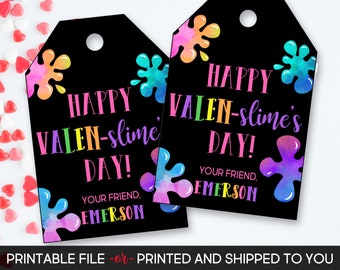 Slime Valentine's Day Tag, Slime Valentine's Tag, Valen-slime, Slime Tag, Personalized Valentine's Tag, Printable or Printed Valentine Tag