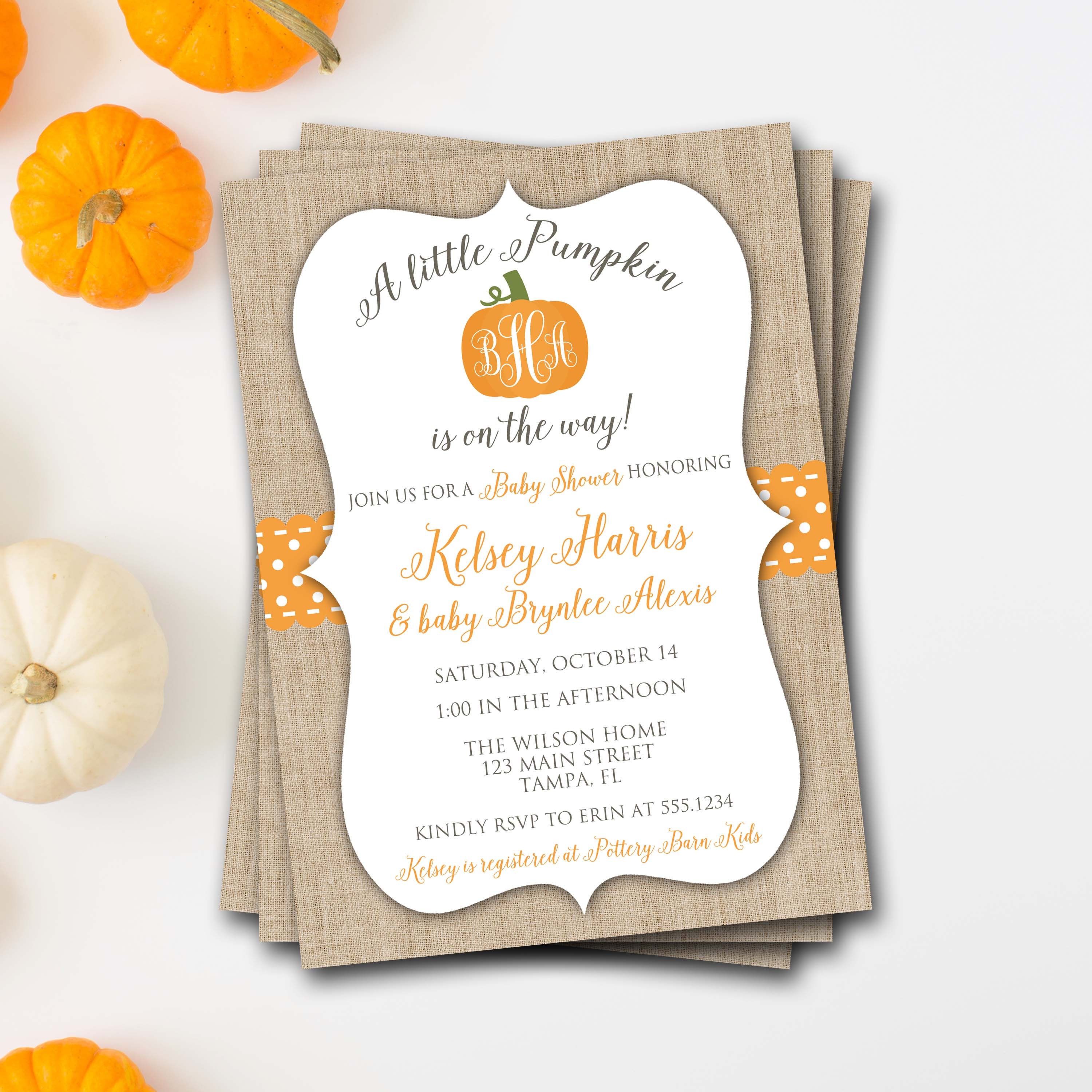 Pumpkin Baby Shower Invitation Fall Baby Shower Invitation | Etsy