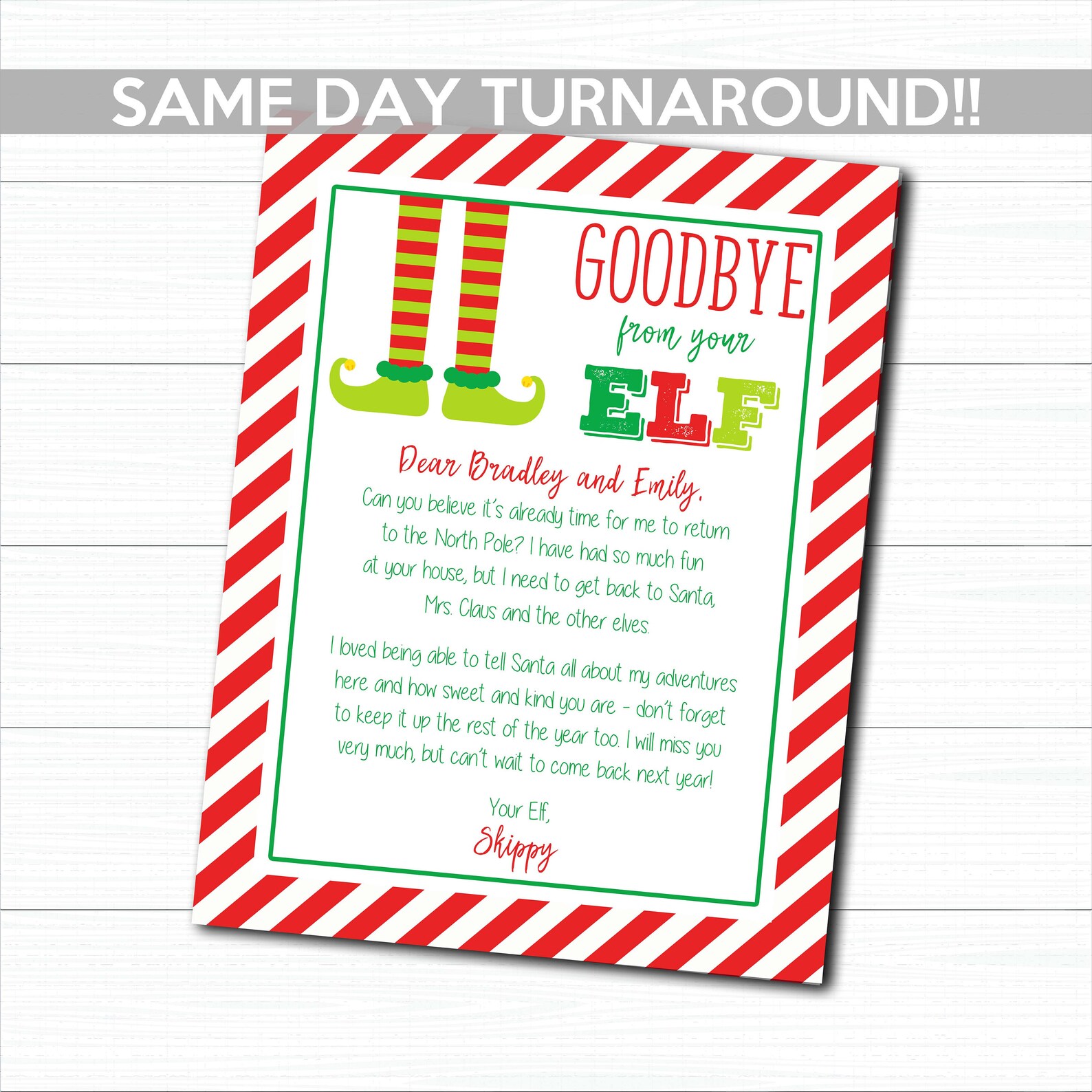 PRINTABLE Personalized Elf Goodbye Letter Personalized Elf - Etsy