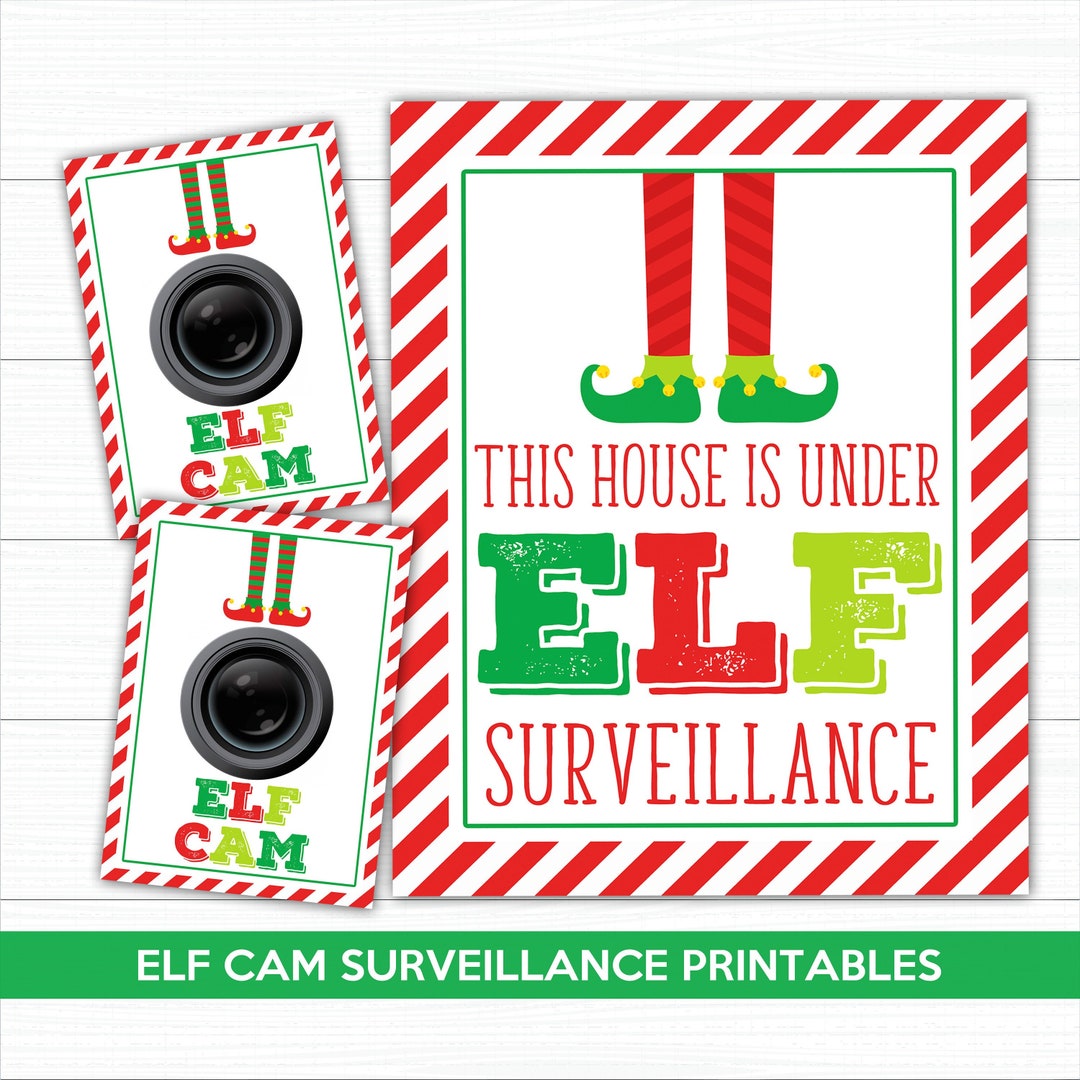 PRINTABLE Elf Cam Surveillance Set, Elf Cam Signs, Elf Surveillance