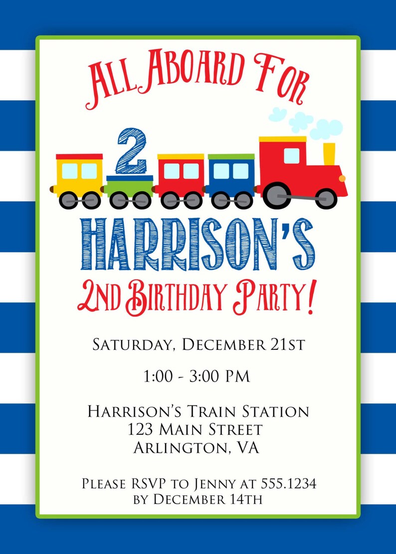 Train Birthday Invitation, Train Birthday Party, Train Invitation, Boy Birthday Invitation, Transportation Invitation, First Birthday image 2