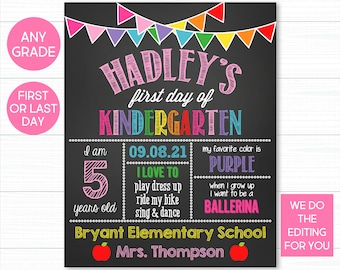 Rainbow First Day of School Sign: Printable Chalkboard (Digital Download)