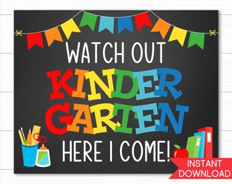 Kindergarten Sign: First Day of School Photo Prop (Digital Download)