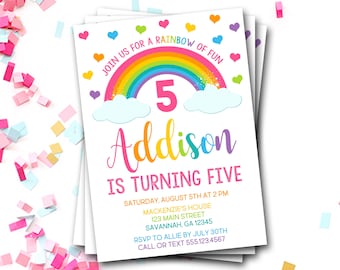 Rainbow Birthday Invitation: Over The Rainbow Party (Digital or Printed)