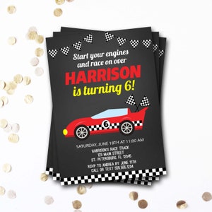 Race Car Birthday Invitation, Racecar Party Invitation, Racing Car Birthday, Race Car Party, Car Racing Party, Boy Birthday Invitation