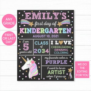 Unicorn First Day Of School Sign, Back To School Sign, First Day Of School Chalkboard, 1st Day Of School Sign, Photo Prop, Preschool Sign