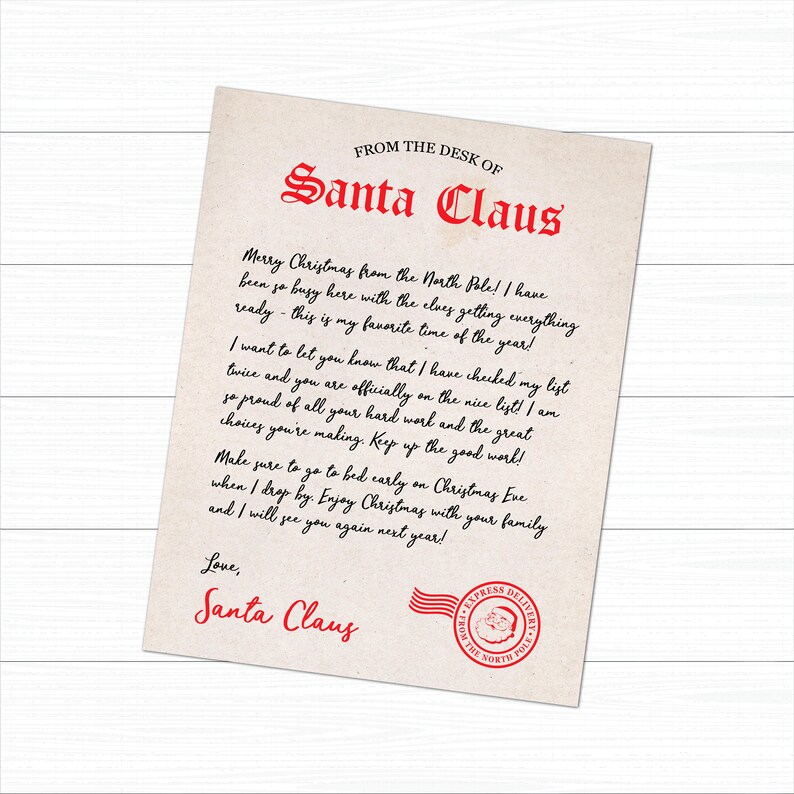 PRINTABLE Santa Letter and Nice List Certificate Instant - Etsy