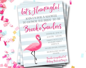 Flamingo Bridal Shower Invitation, Flamingo Invitation, Tropical Bridal Shower Invitation, Let's Flamingle Bridal Shower, Flamingo Shower
