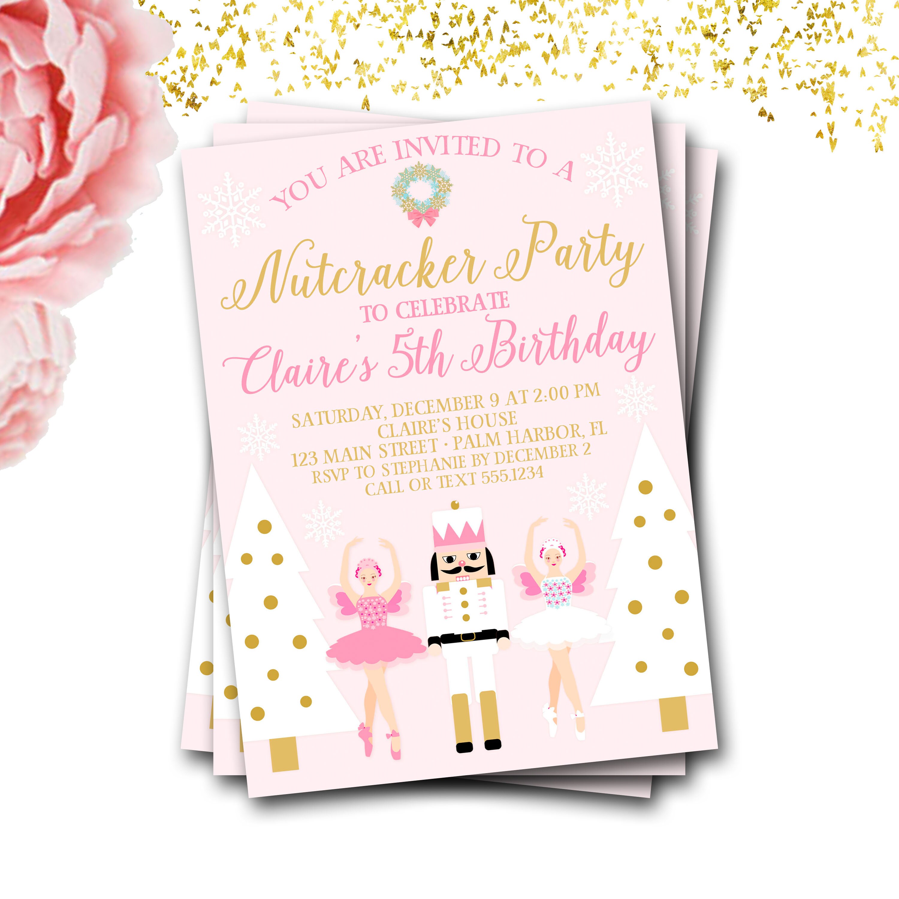Nutcracker Birthday Invitation Nutcracker Invite Ballet Etsy