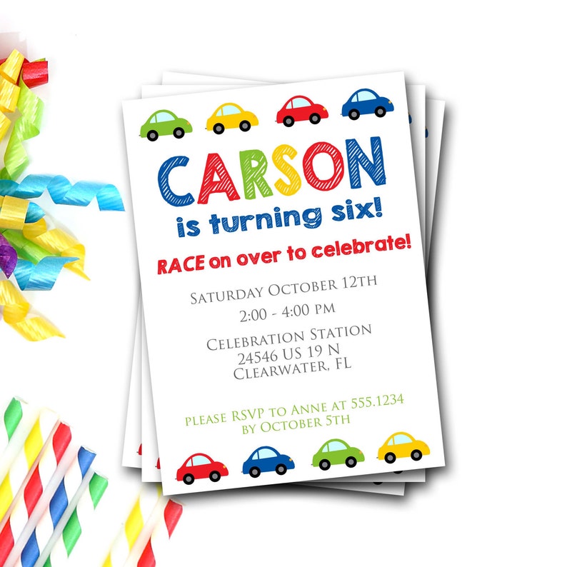 Car Birthday Invitation: Transportation Party, Boy First Birthday (DIY Printable) bild 1
