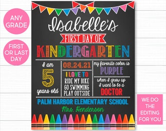 Crayon First Day of School Sign: Printable Chalkboard (Digital JPG)