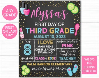 First Day Of School Sign, Spa School Sign, Rainbow School Sign, First Day Of School Chalkboard, Girl First Day Of School Printable Sign