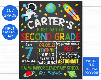 Astronaut First Day of School Sign, Outer Space Theme (PRINTABLE)