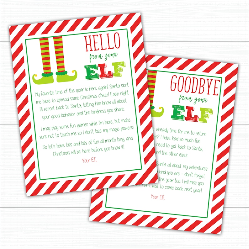 Elf Return and Goodbye Letters Instant Download Elf Letters | Etsy