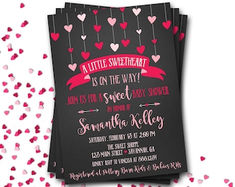 Heart Baby Shower Invitation: Sweetheart Theme (Printable)