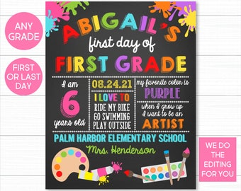First Day of School Sign: Art Chalkboard Printable (Digital Download)
