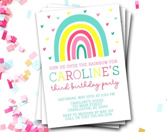 Rainbow Birthday Invitation, Rainbow Invitation, Rainbow of Fun, Over The Rainbow, Rainbow Party, Rainbow Birthday Printable, Rainbow Invite