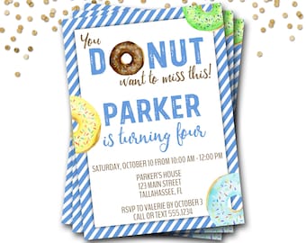 Donut Birthday Invitation, Donut Boy Birthday Invitation, Donut Invitation, Boy Donut Invitation, Donut Party, Donut Invite, Boy Invitation