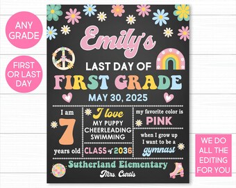 Stimmungsvolles Last Day of School Schild: Druckbare Tafel (Digitaler Download)