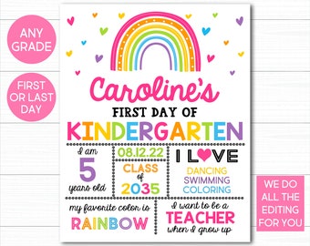 Rainbow First Day of School Sign: Printable Chalkboard (Digital Download)