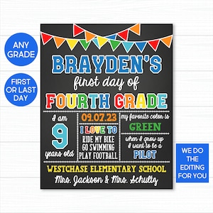 First Day Of School Sign, Back To School Sign, Boy First Day of School Sign, First Day Of School Chalkboard, 1st Day Of School Sign