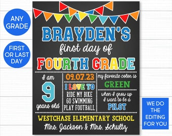 First Day of School Chalkboard Sign: Printable Personalized Keepsake (Digital Download)