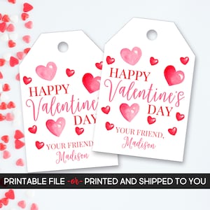 Hearts Valentine's Day Tag, Hearts Valentine's Tag, Heart Tags, Personalized Valentine's Tag, Printable Valentine's Day Tags