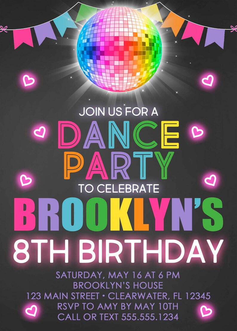 Dance Party Birthday Invitation