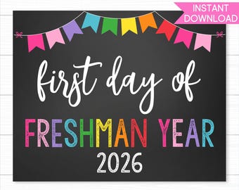 Letrero para el primer día de clases de primer año de secundaria y noveno grado: Imprimible para niña (descarga instantánea)