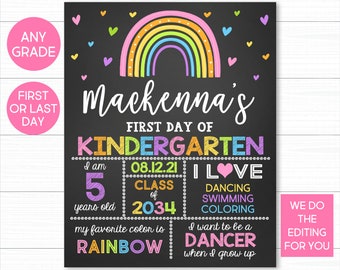 Rainbow First Day of School Sign: Printable Chalkboard (Digital Download)