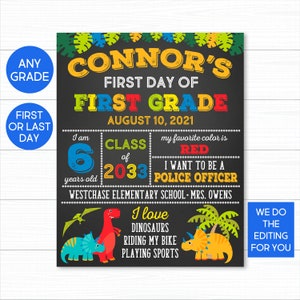 Dinosaur First Day Of School Sign, Boy First Day of School Sign, Back To School, First Day Of School Chalkboard, 1st Day of School Sign