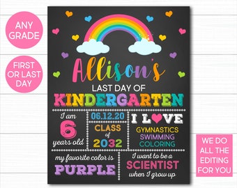 Last Day Of School Sign PRINTABLE, Rainbow Last Day Of School Sign, Last Day Of School Chalkboard, First Day of School, Chalkboard Printable