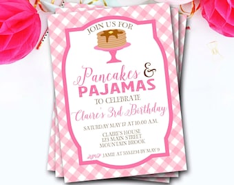 Pancakes and Pajamas Birthday Invitation, Pancakes & Pajamas Invitation, Pancake Invitation, Breakfast Birthday, Pancake Party