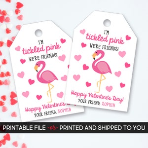 Flamingo Valentine's Day Tag, Flamingo Valentine's Tag, Tickled Pink, Flamingo, Personalized Valentine's Tag,Printable Valentine's Day Tags