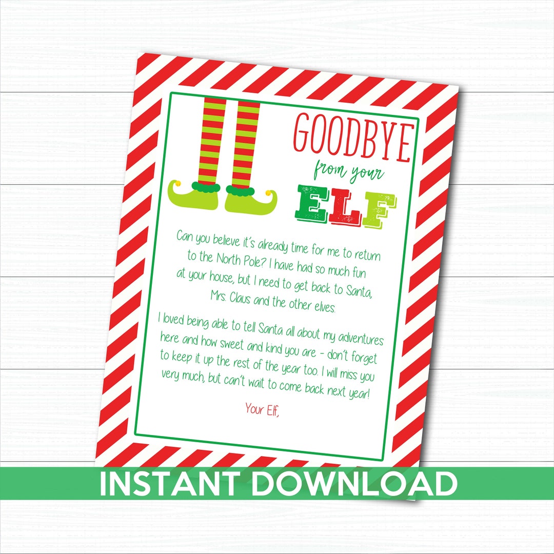PRINTABLE Elf Goodbye Letter Instant Download Elf Letter Elf Etsy PRINTABLE Elf Goodbye Letter Instant Download Elf Letter Elf Etsy