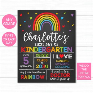 Rainbow First Day of School Sign: Printable Chalkboard (Digital Download)