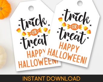 Printable Halloween Treat Tags, Candy Design (Digital Download)